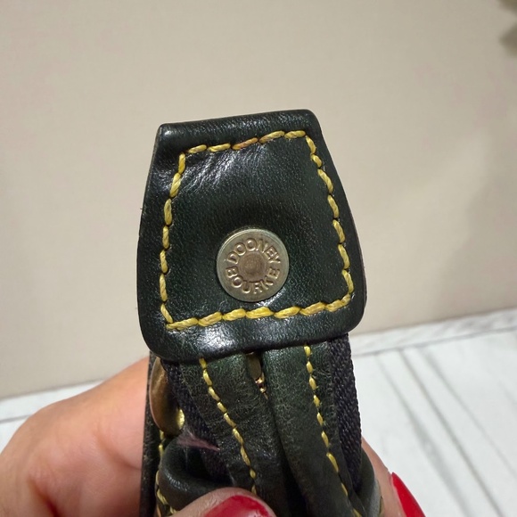 Vintage Dooney & Bourke Cabrio Green/Yellow Perforated Leather Large Hobo Bag - Picture 10 of 16